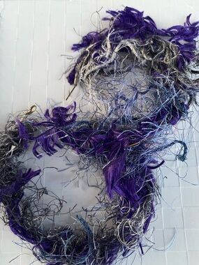 Purple Fringe Hoop Earrings - Unbranded